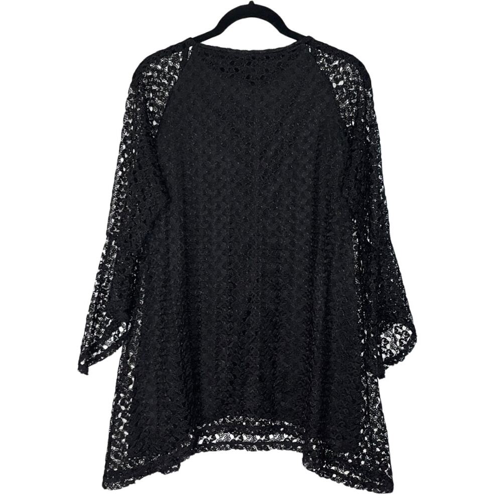 New Directions Black Bohemian Bell Sleeved Crochet Tunic Women's Size Medium